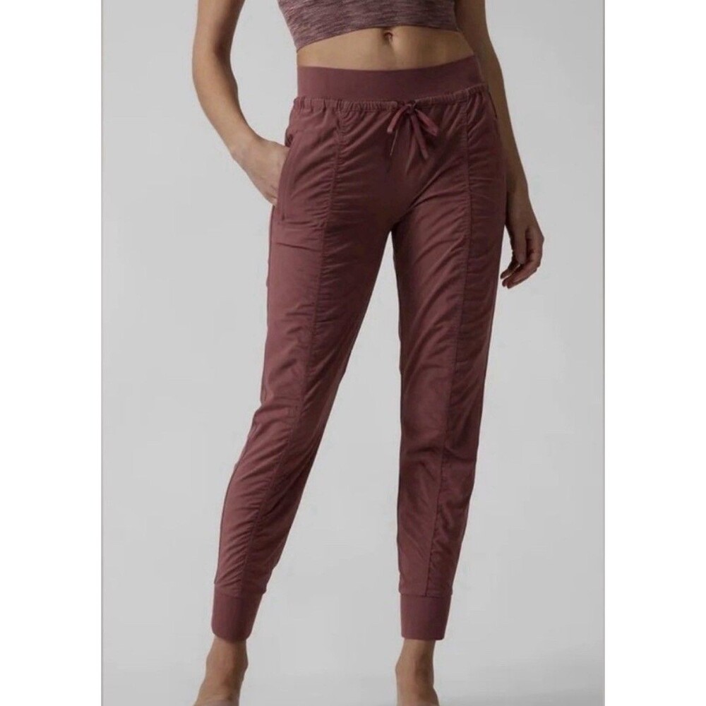 Athleta Attitude II Pants Joggers Womens 0P Tawny Rose Ruched Athleisure Travel